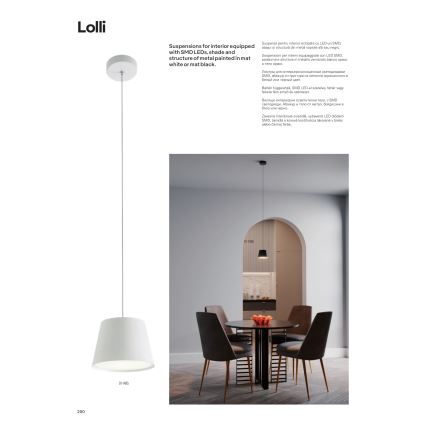 Redo 01-1495 - LED-pendel med vajer LOLLI LED/6W/230V Ø 14 cm vit