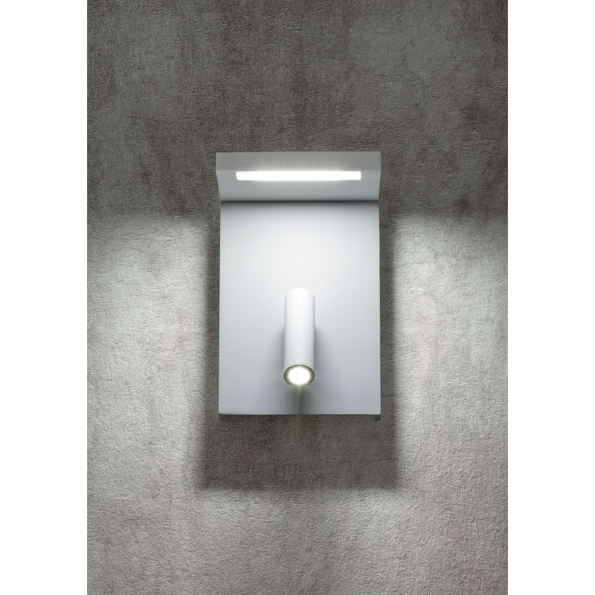 Redo 01-1499 - LED väggspotlight AGOS LED/6W/230V + LED/3,2W USB vit