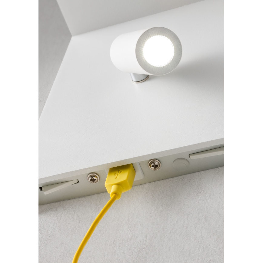 Redo 01-1499 - LED väggspotlight AGOS LED/6W/230V + LED/3,2W USB vit