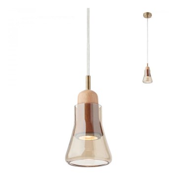 Redo 01-1518 - Ljuskrona med upphängningsrem UPPER 1xGU10/28W/230V mässing/beige