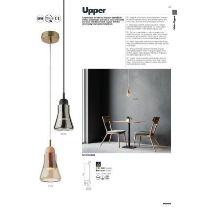 Redo 01-1518 - Ljuskrona med upphängningsrem UPPER 1xGU10/28W/230V mässing/beige