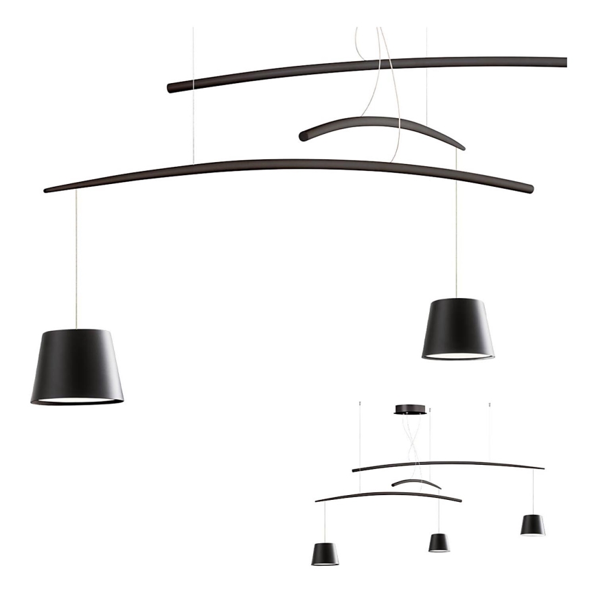 Redo 01-1525 - LED ljuskrona med textilsladd LOLLI 3xLED/6W/230V svart