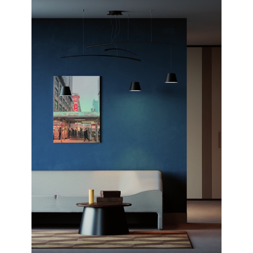 Redo 01-1525 - LED ljuskrona med textilsladd LOLLI 3xLED/6W/230V svart