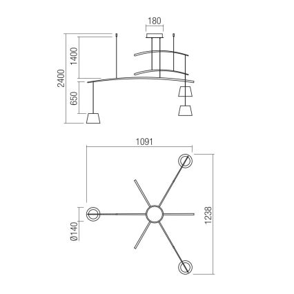 Redo 01-1525 - LED ljuskrona med textilsladd LOLLI 3xLED/6W/230V svart