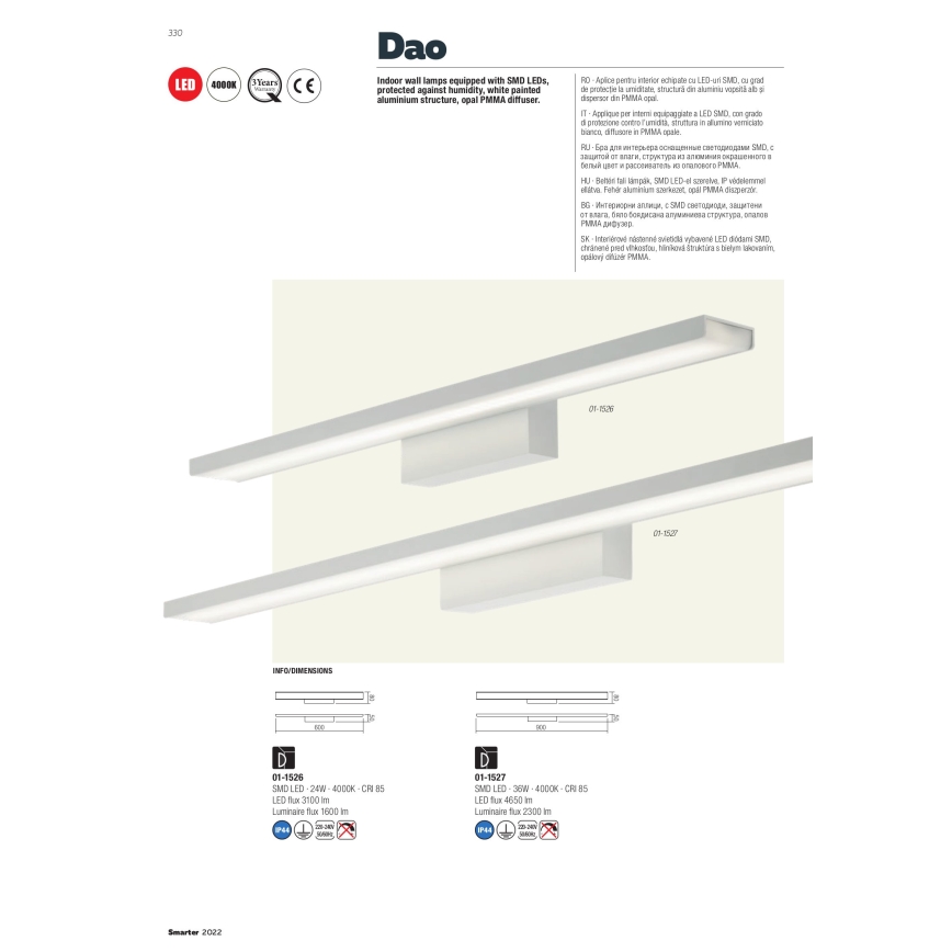 redo 01-1527 - LED Badrum spegelbelysning DAO 1xLED/36W/230V IP44
