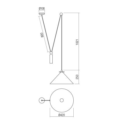 Redo 01-1546 - Ljuskrona med textilsladd KALIMBA 1xE27/42W/230V diameter 42 cm spindel svart