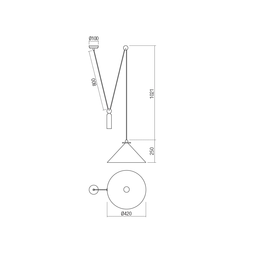 Redo 01-1546 - Ljuskrona med textilsladd KALIMBA 1xE27/42W/230V diameter 42 cm spindel svart