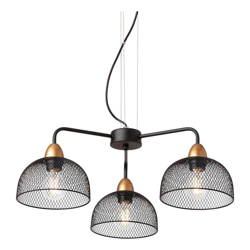 Redo 01-1573 - Taklampa med kabel TAMIS 3xE27/42W/230V Ø 59 cm svart