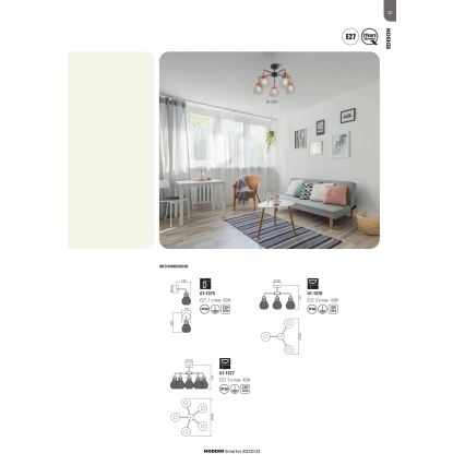 Redo 01-1577 - Taklampa på stång EDISON 5xE27/42W/230V Ø 53 cm svart/koppar