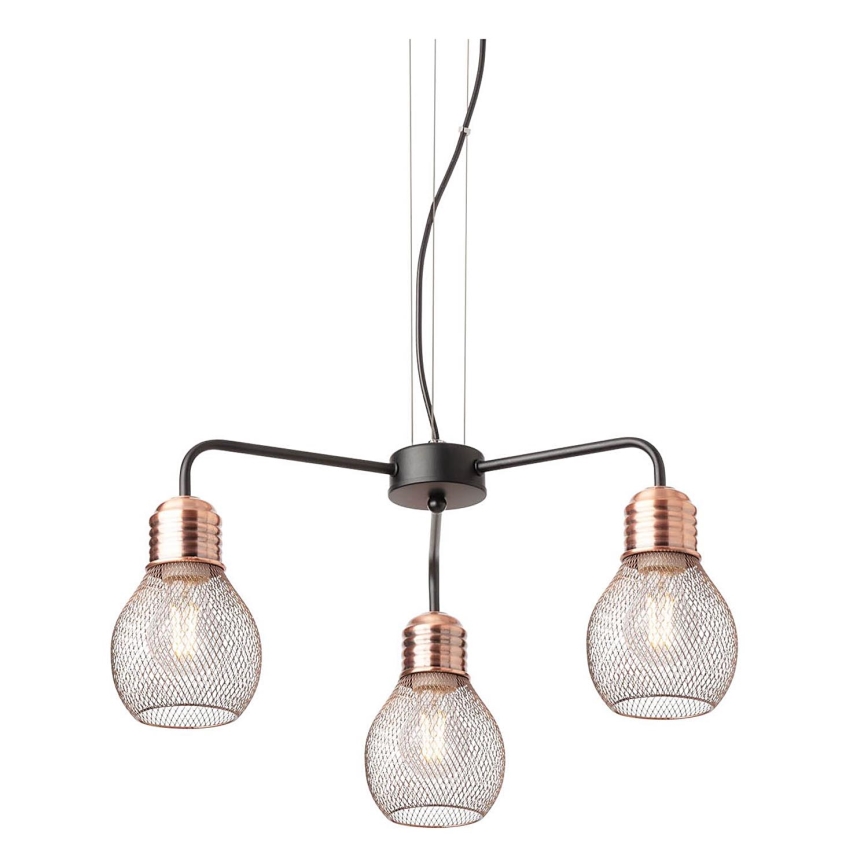Redo 01-1579 - Pendellampa med sladd EDISON 3xE27/42W/230V Ø 53 cm svart/koppar