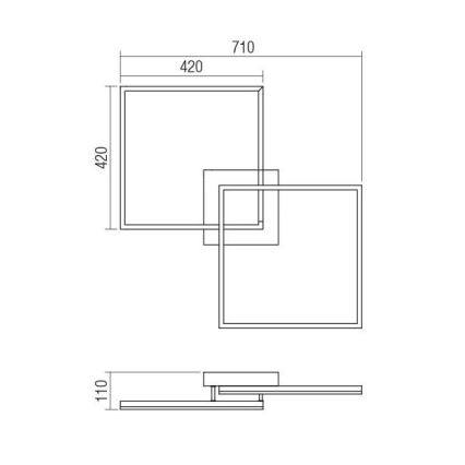 Redo 01-1643 - Dimmbar LED-takarmatur KLEE LED/57W/230V guld