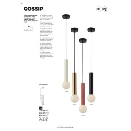 Redo 01-1661 - Ljuskrona med textilsladd GOSSIP 1xE27/42W/230V koppar