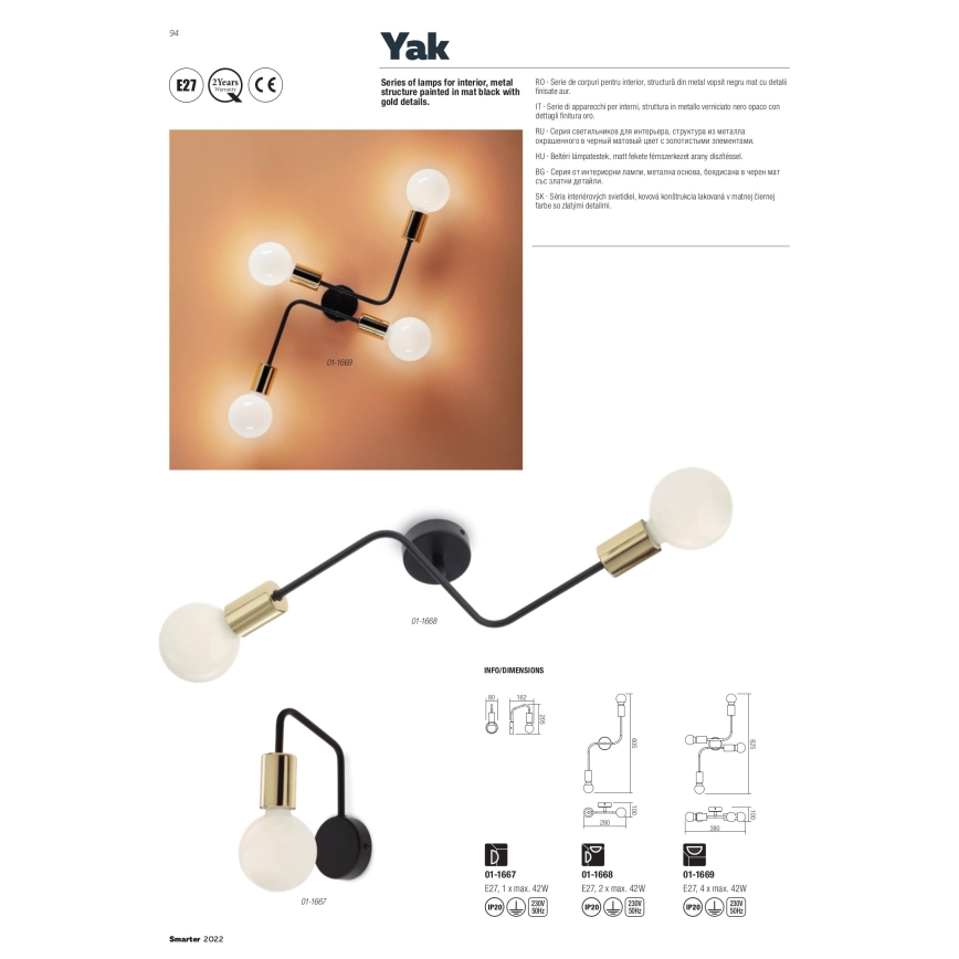 redo 01-1669 - Takbelysning YAK 4xE27/42W/230V