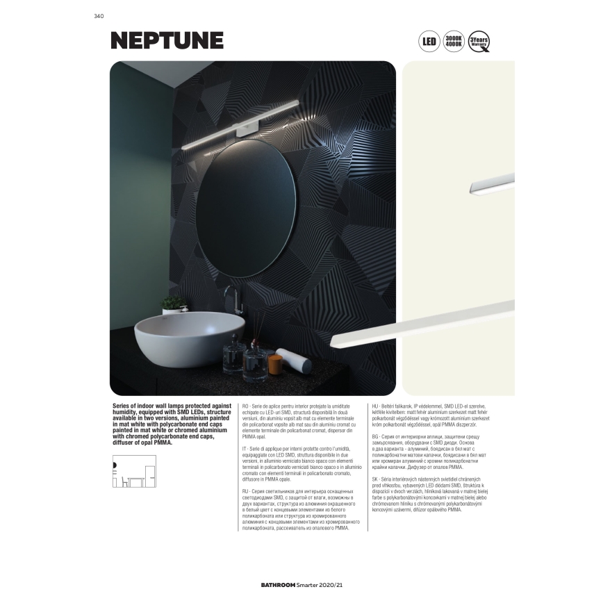 redo 01-1671 - LED Badrum spegelbelysning NEPTUNE LED/12W/230V IP44
