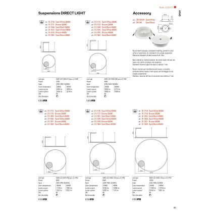 redo 01-1713 - LED Ljuskrona med snöre ORBIT LED/55W/230V brons