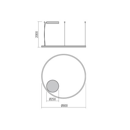 redo 01-1713 - LED Ljuskrona med snöre ORBIT LED/55W/230V brons