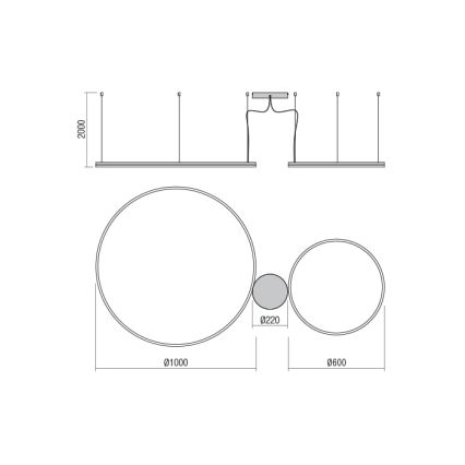 redo 01-1721 - LED Ljuskrona med snöre ORBIT LED/42W + LED/66W/230V brons