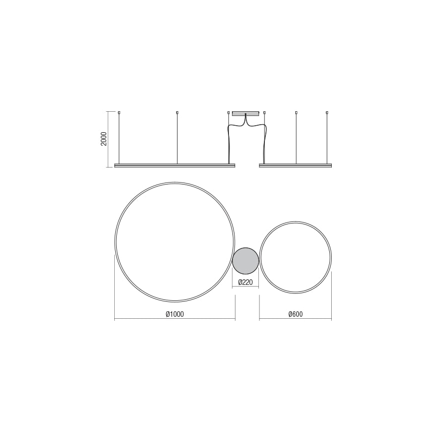 redo 01-1721 - LED Ljuskrona med snöre ORBIT LED/42W + LED/66W/230V brons