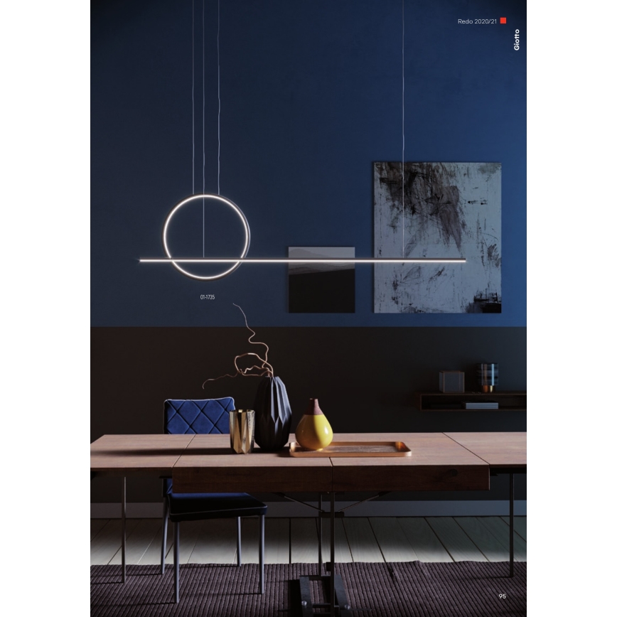 Redo 01-1735 - LED ljusreglerad ljuskrona på textilsladd GIOTTO LED/46W/230V svart