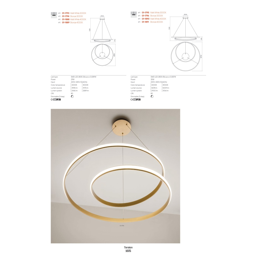 Redo 01-1789 - LED ljusreglerad vägglampa TORSION LED/27W/230V vit