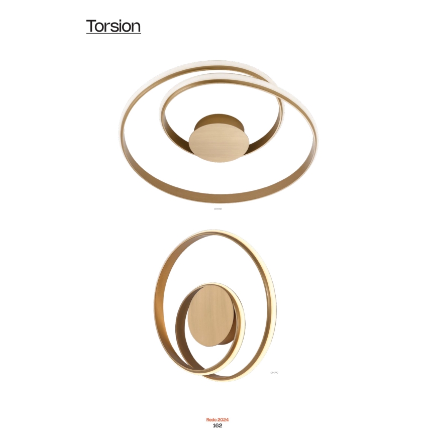 Redo 01-1790 - Dimbar LED-väggarmatur TORSION LED/27W/230V Ø 40 cm, brons