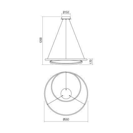 Redo 01-1794 - LED ljusreglerad ljuskrona på textilsladd TORSION LED/29W/230V diameter 55 cm brons