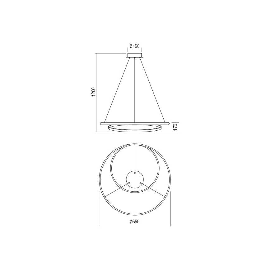 Redo 01-1794 - LED ljusreglerad ljuskrona på textilsladd TORSION LED/29W/230V diameter 55 cm brons