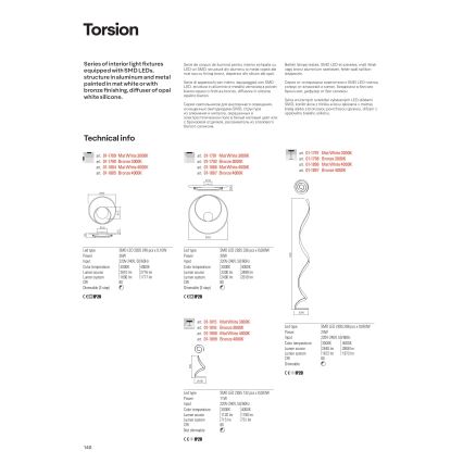 Redo 01-1795 - LED ljusreglerad ljuskrona på textilsladd TORSION LED/40W/230V diameter 74 cm vit