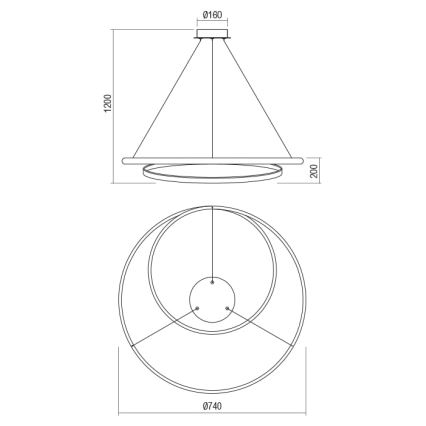 Redo 01-1795 - LED ljusreglerad ljuskrona på textilsladd TORSION LED/40W/230V diameter 74 cm vit