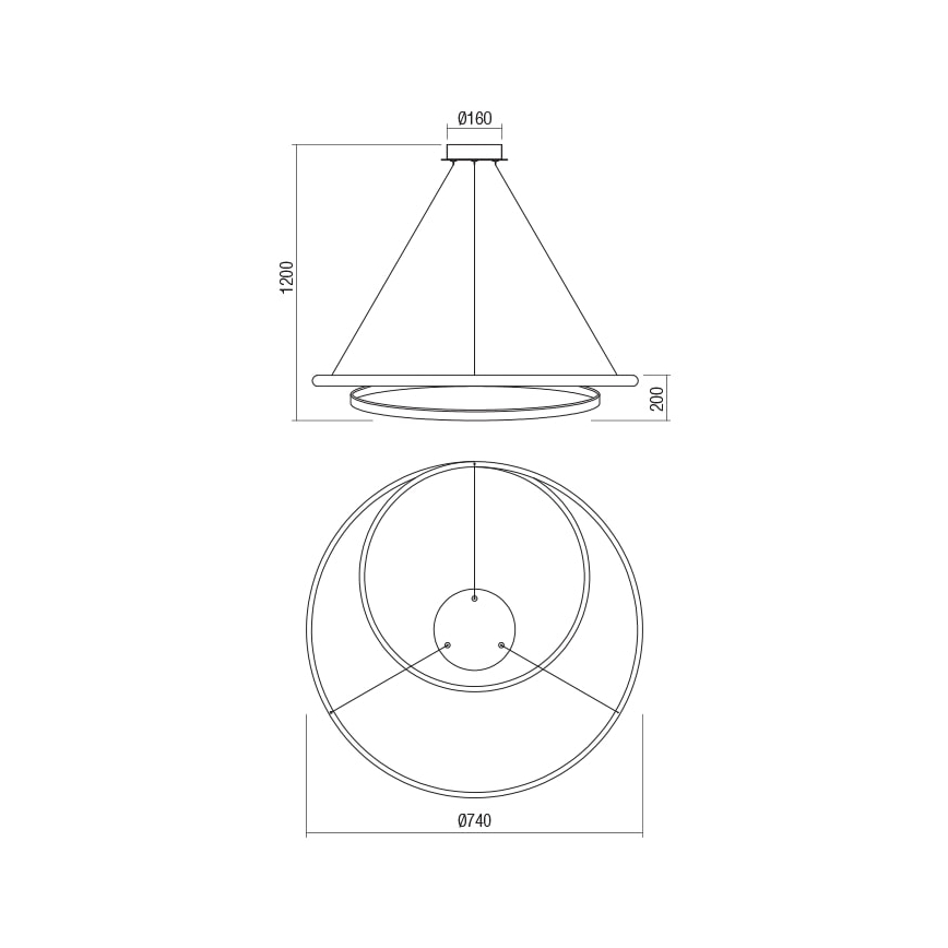 Redo 01-1795 - LED ljusreglerad ljuskrona på textilsladd TORSION LED/40W/230V diameter 74 cm vit
