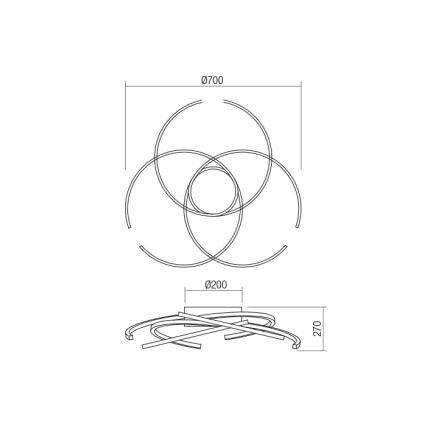 Redo 01-1801 - LED Dimbar taklampa ALIEN LED/60W/230V 3000K diameter 70 cm vit