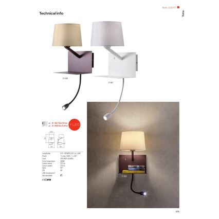Redo 01-1807 - LED väggbelysning med en flexible liten lampa TOMO 1xE27/42W/230V + LED/3W/230V vit