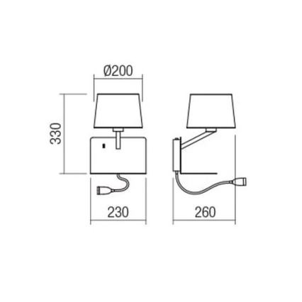 Redo 01-1807 - LED väggbelysning med en flexible liten lampa TOMO 1xE27/42W/230V + LED/3W/230V vit