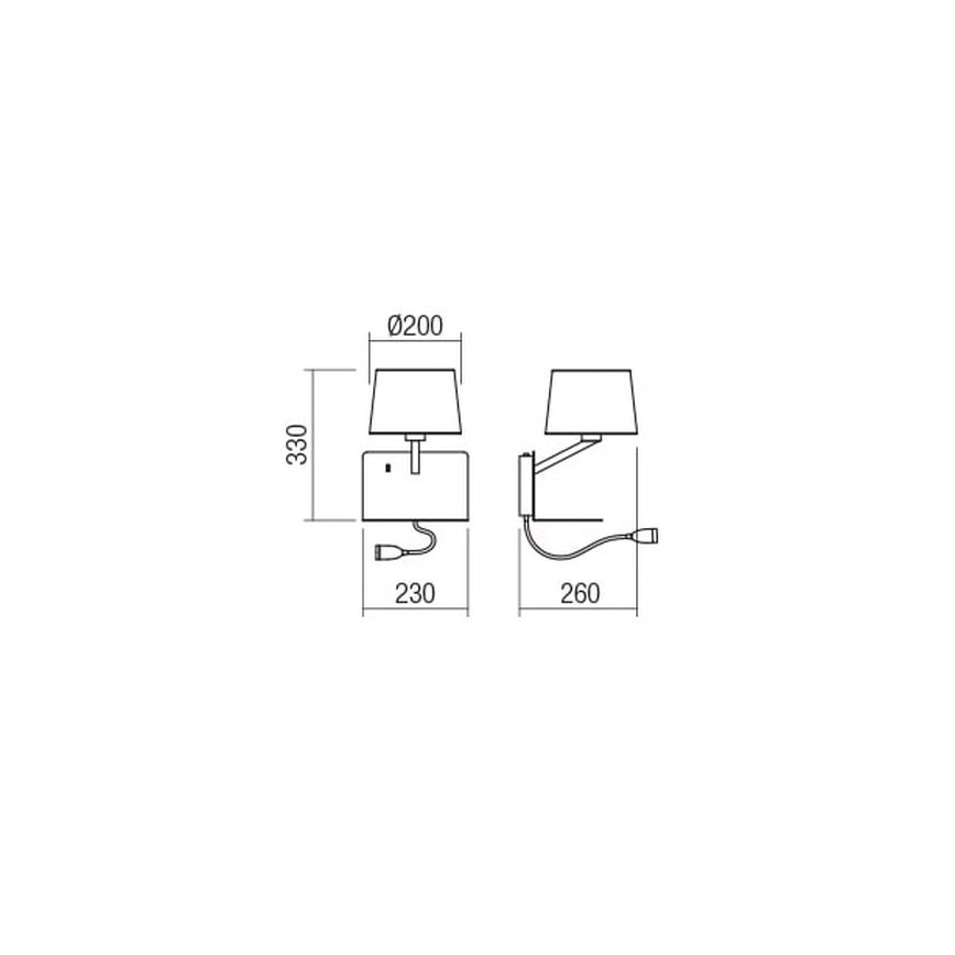Redo 01-1807 - LED väggbelysning med en flexible liten lampa TOMO 1xE27/42W/230V + LED/3W/230V vit