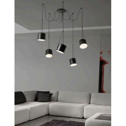 Redo 01-1828 - Ljuskrona med textilsladd DODO 5xE27/15W/230V spindel