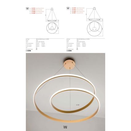 Redo 01-1889 - Dimbar LED-takpendel på vajer TORSION LED/29W/230V 4000K Ø 55 cm brons
