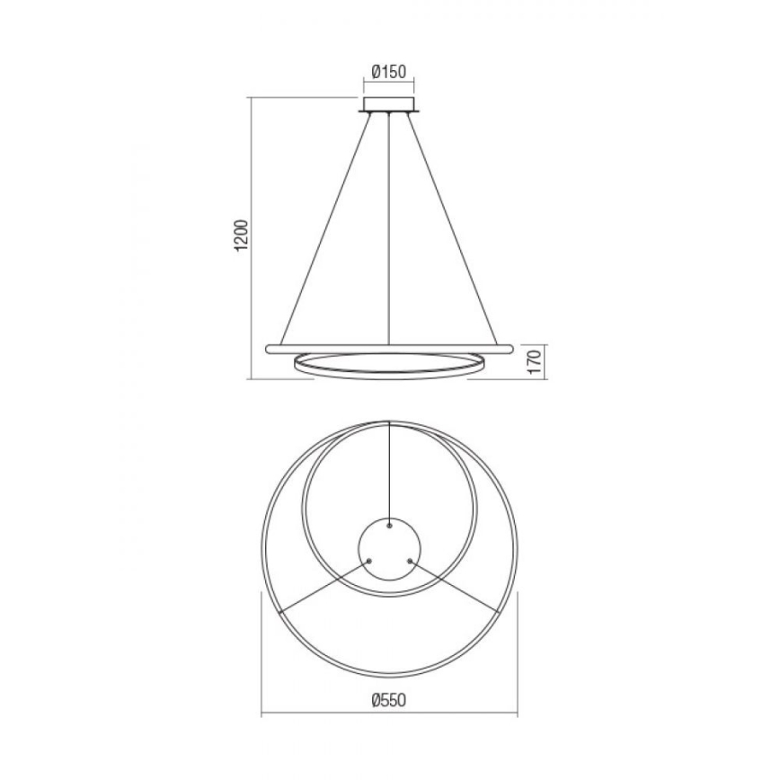 Redo 01-1889 - Dimbar LED-takpendel på vajer TORSION LED/29W/230V 4000K Ø 55 cm brons