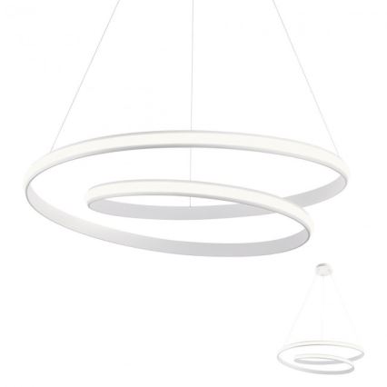 Redo 01-1890 - LED dimbar pendellampa på vajer TORSION LED/35W/230V Ø 75 cm vit