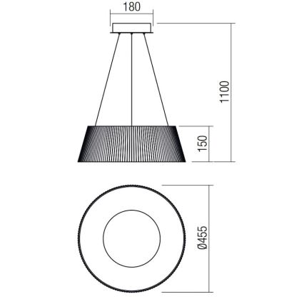 Redo 01-1938 - LED ljuskrona med upphängningsrem  SARIS LED/36W/230V antracit