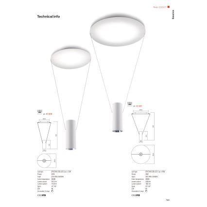 Redo 01-1970 - LED ljusreglerad ljuskrona på textilsladd ESSENCE LED/24W/230V CRI 90 3000K vit