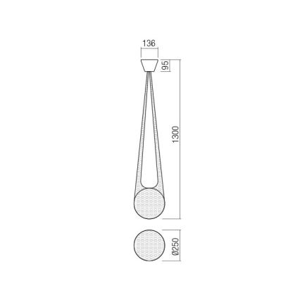 Redo 01-1972 - LED ljuskrona med textilsladd ALLURIA 1xE27/5W/230V diameter 25 cm