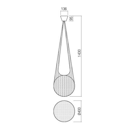 Redo 01-1974 - LED ljuskrona med textilsladd ALLURIA 1xE27/10W/230V diameter 40 cm