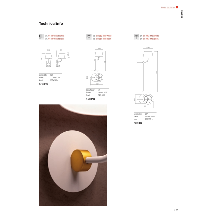 Redo 01-1981 - Bordslampa MORRIS 1xE27/42W/230V svart