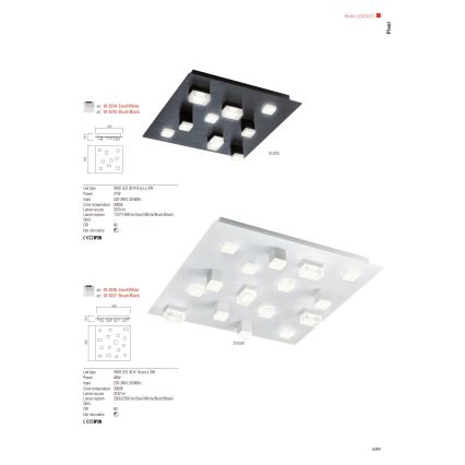 Redo 01-2014 - LED taklampa PIXEL LED/27W/230V 3000K 35x35 cm vit