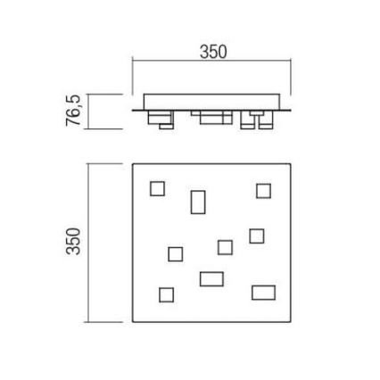 Redo 01-2015 - LED taklampa PIXEL LED/27W/230V 3000K 35x35 cm svart