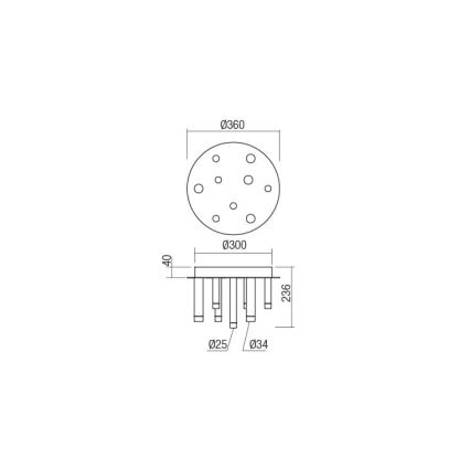 Redo 01-2040 - LED taklampa MADISON 9xLED/4W/230V koppar
