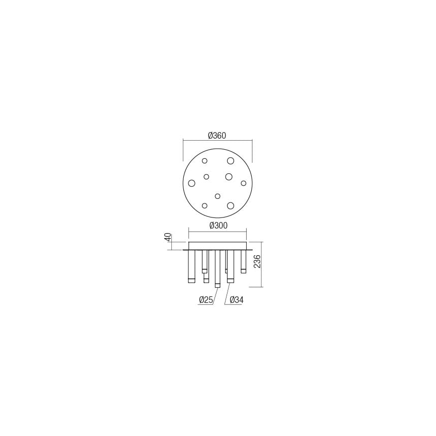 Redo 01-2040 - LED taklampa MADISON 9xLED/4W/230V koppar