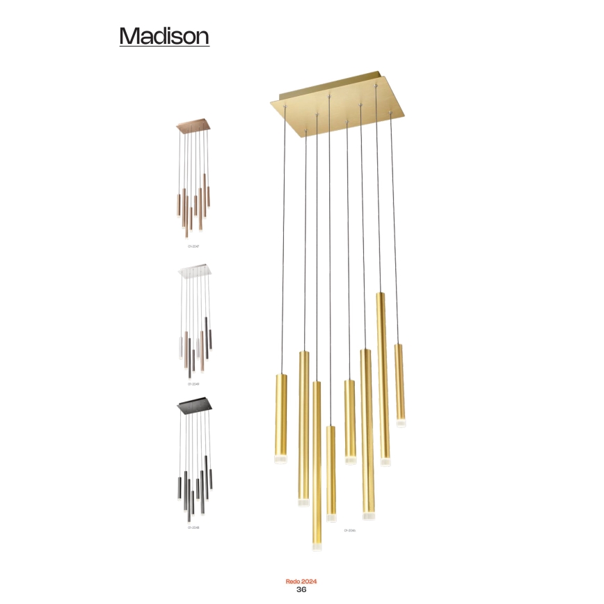 Redo 01-2046 - LED ljuskrona med textilsladd MADISON 8xLED/4W/230V guld