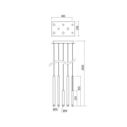 Redo 01-2046 - LED ljuskrona med textilsladd MADISON 8xLED/4W/230V guld