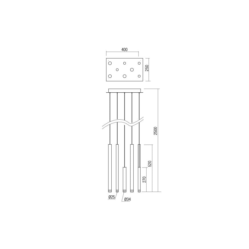 Redo 01-2049 - LED ljuskrona med textilsladd MADISON 8xLED/4W/230V skinande krom/svart/koppar